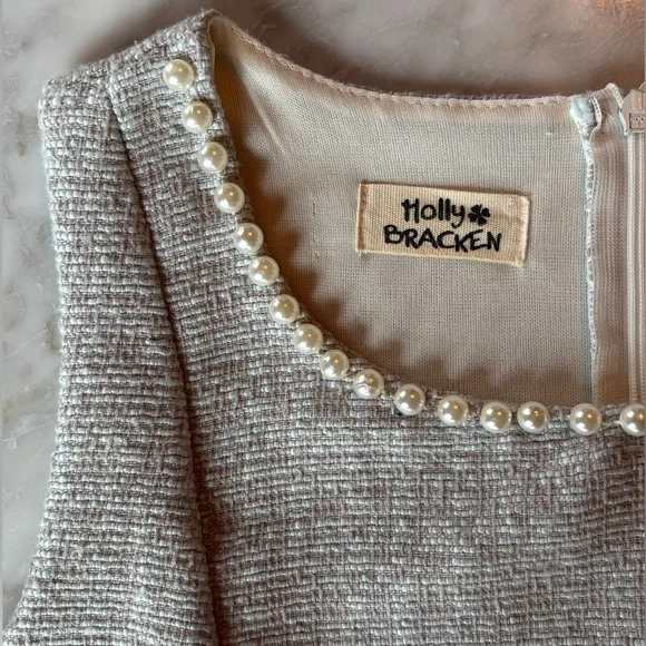 DRESS - Molly Bracken Pearl Trim Tweed & Tulle Dress (Small) - Picture 7 of 8